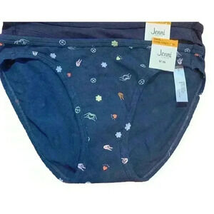 2-Pack JENNI Women's Panties‎ Purple Solid and Blue Graphic Print Size S
